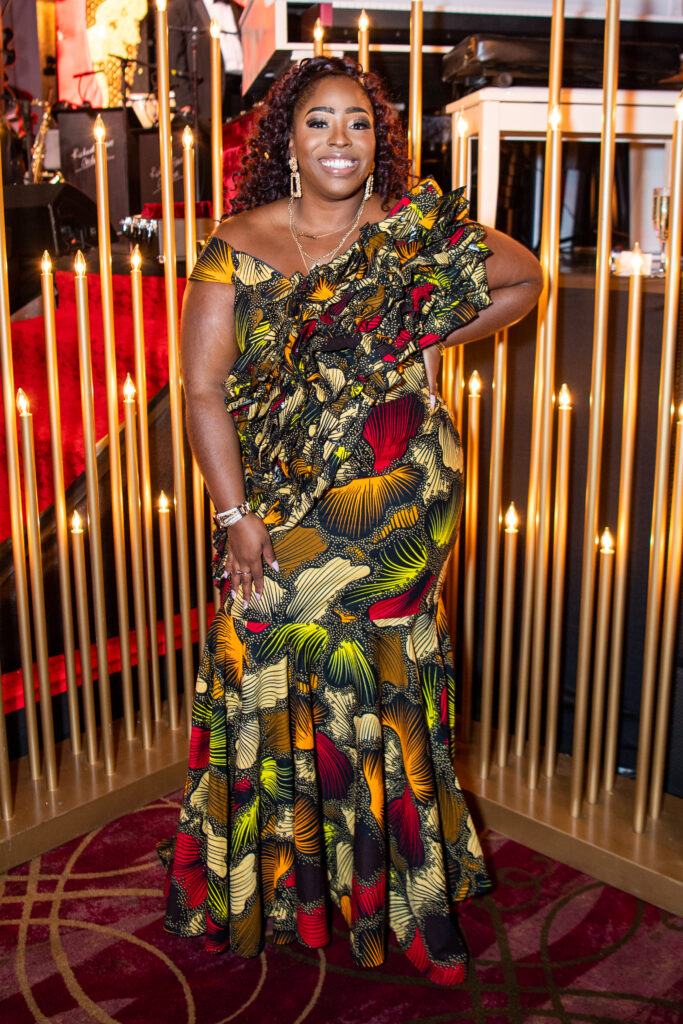 Sawkia Patterson in PrudyFashionAfrique at the Houston Grand Opera Ball (Photo by Michelle Watson/Catchlight Group)