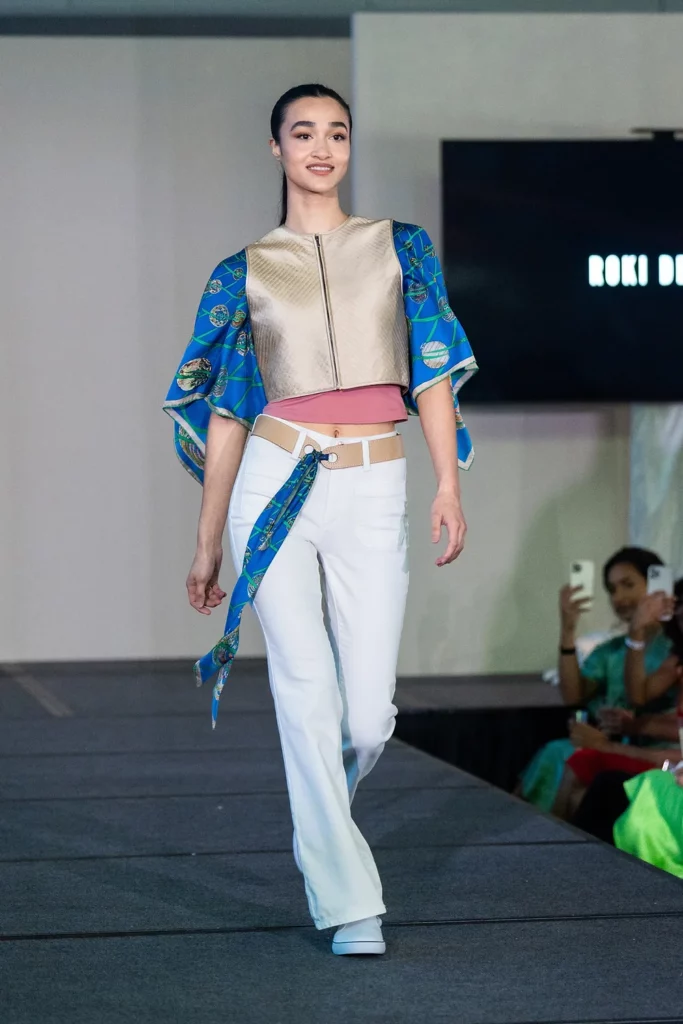 RoKi Design Custom Space City silk sleeves and vest. 