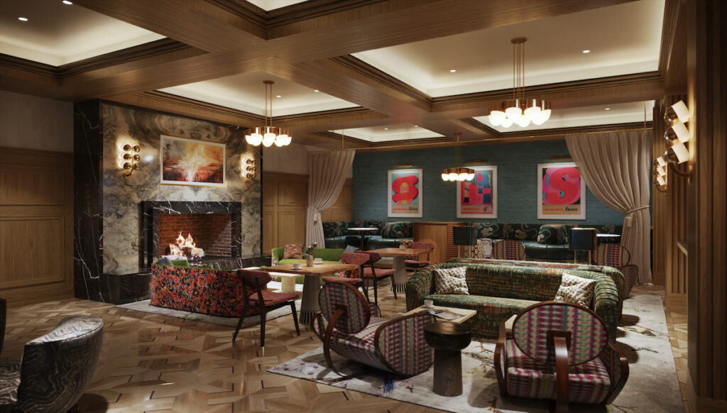 Rendering of the living room at Park House Houston