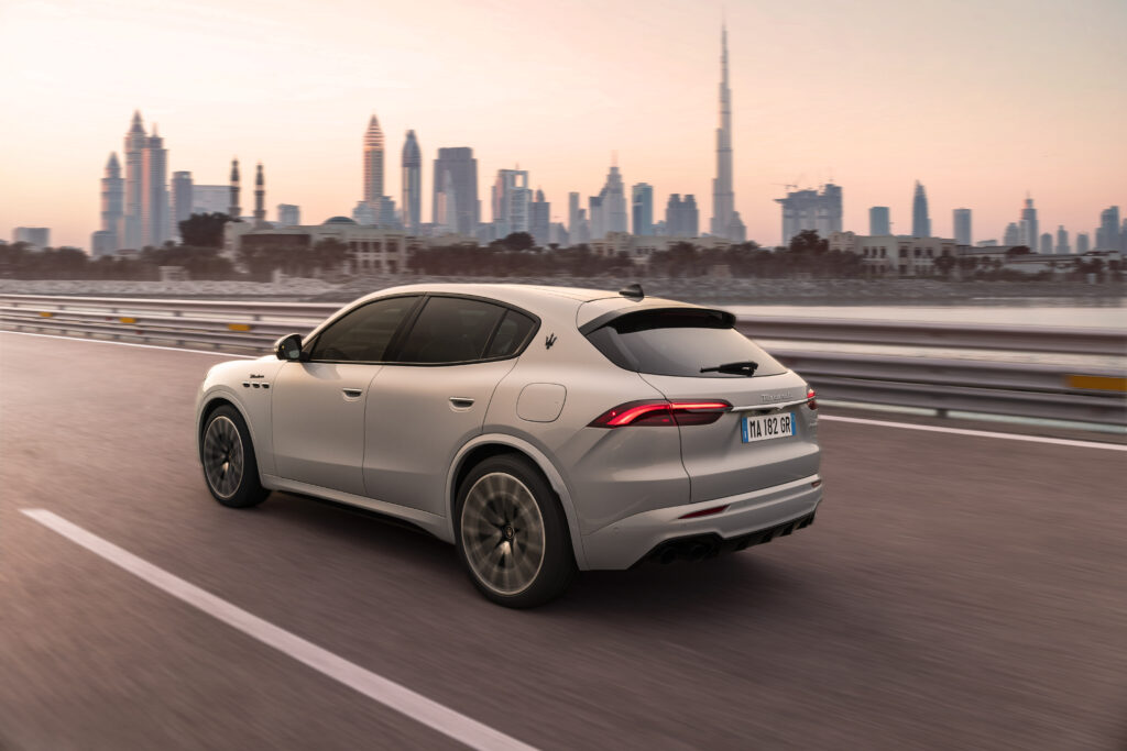 Named for the northeasterly wind that blows across the Italian peninsula, the Grecale is Maserati’s second SUV to bear the iconic trident logo and signature side portholes. (Courtesy Maserati)