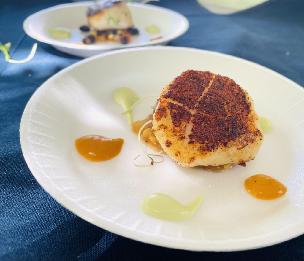 Jon Bonnell's seared scallops from Water's Restaurant were a meal in themselves. (Photo by Courtney Dabney)