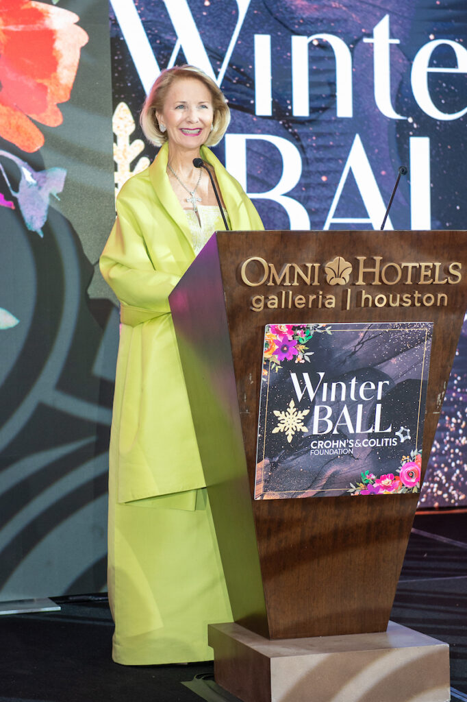 Emcee Fran Fawcett Peterson at the Winter Ball (Photo by Jacob Power)