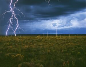 Walter De Maria’s “The Lightning Field,” 1977, permanent installation, Quemado, New Mexico. (Photo by John Cliett, courtesy Dia Art Foundation, New York, and Estate of Walter De Maria)
