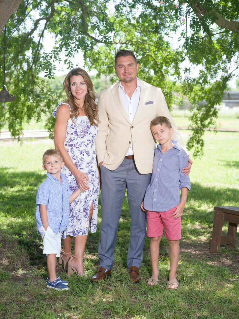 Neiman Marcus GM Ryan Jay with wife Amber and their sons, Carson and Parker, at the Recipe for Success Fashion in the Fields fundraiser. (Photo by Daniel Ortiz)