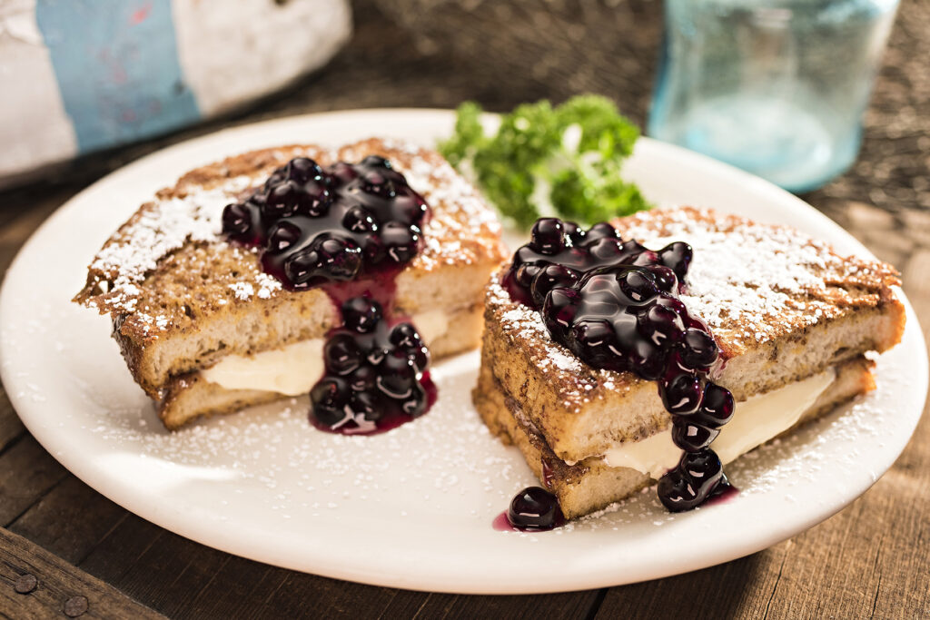 Stuffed French toast from Huckleberry's. The first Texas outpost opens soon in Keller.