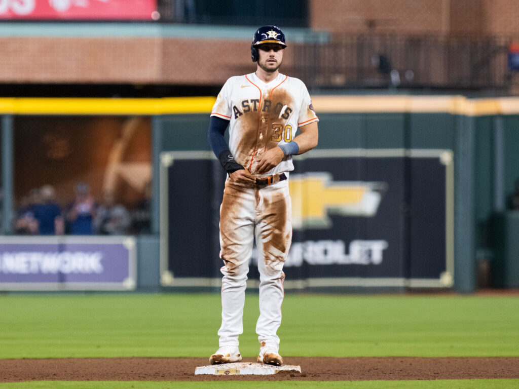 Houston Astros outfielder Kyle Tucker is always willing to get his uniform dirty. (Photo by F. Carter Smith)