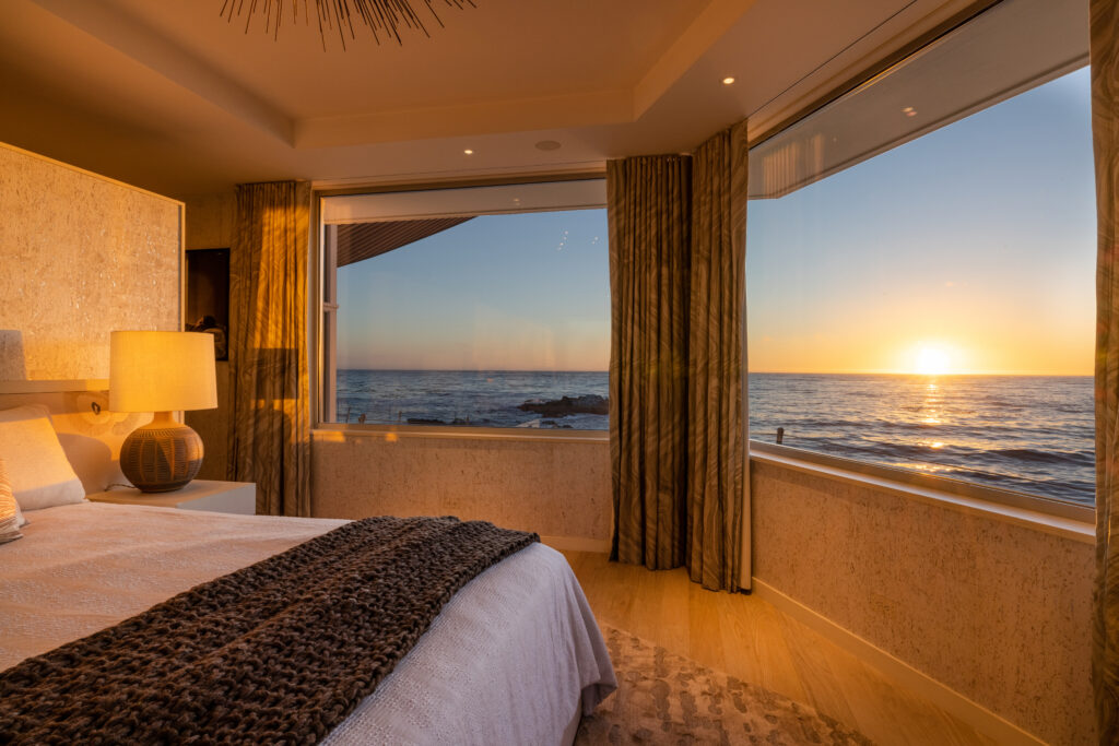 Whether it's sunrise or sunset, this bedroom is the perfect place to take in views of the ocean. (Photo by Sherman Chu)