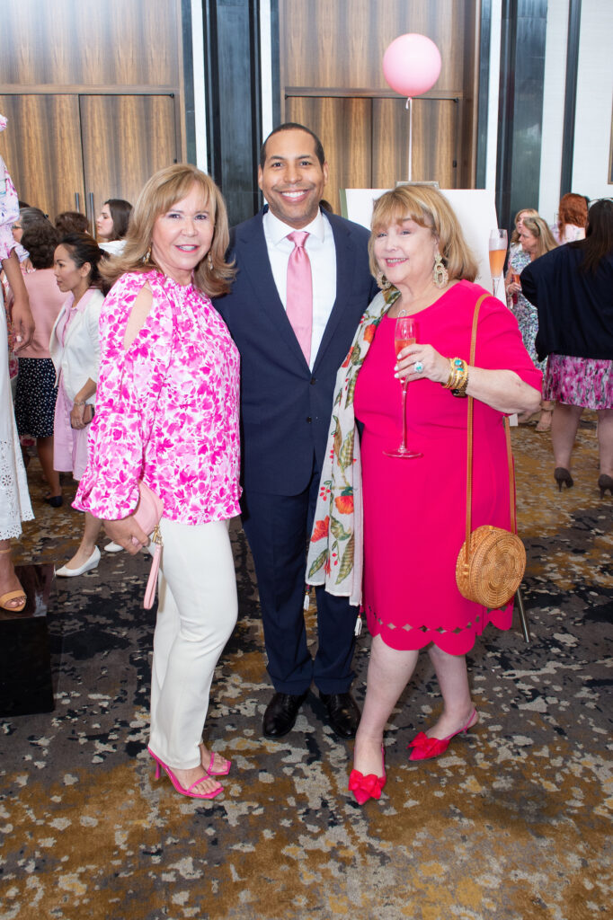Cyndy Garza Roberts, Bryce Kennard, Marilu Garza at the American Cancer Society Tickled Pink luncheon (Photo by Jacob Power)