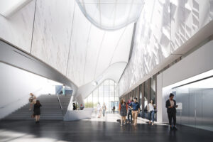 DMA – A view of Morphosis Architects design of the Crow Museum on the UTD campus. Two galleries inside the museum will now be filled with treasures from the DMA as well.