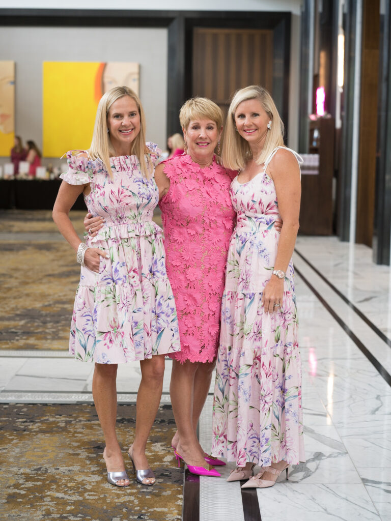 Emily Lewis, Donna Lewis, Allison Cattan Lewis at the American Cancer Society Tickled Pink luncheon (Photo by Daniel Ortiz)