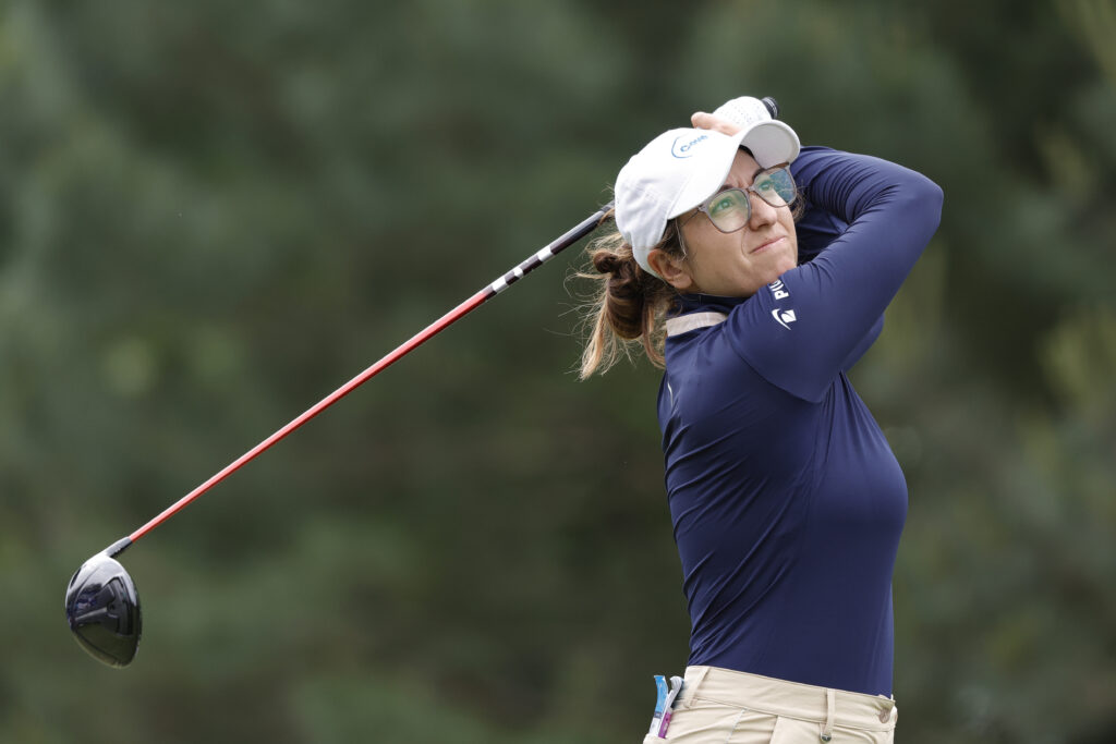 Marina Alex of the United States hits a tee shot of the 13th hole during the first round of The Chevron Championship at The Club at Carlton Woods. (Photo by Carmen Mandato/Getty Images)