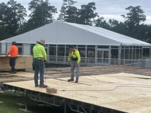 Tents are already appearing on the course as workers look to get the course ready to host The Chevron LPGA Championship.