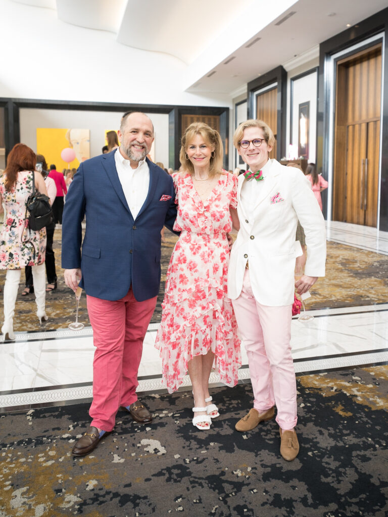 Kirk Kveton, Cheryl Byington, Daniel Irion at the American Cancer Society Tickled Pink luncheon (Photo by Daniel Ortiz)