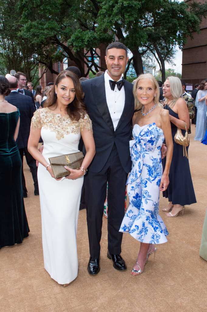 Maria & Omar Alaoui, auction chair Kristen Cannon at Performing Arts Houston Kaleidoscope Ball.(Photo by Jacob Power)