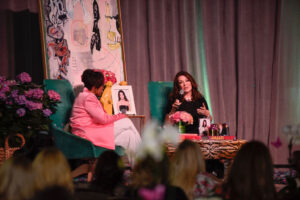 Moderator Laura Harris and featured speaker Lisa Vanderpump (Photo by Tamytha Cameron, Celeste Cass)