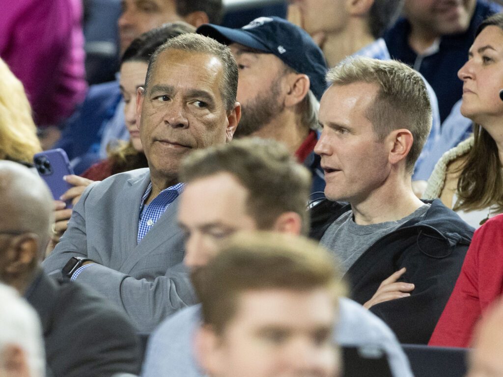 University of Houston coach Kelvin Sampson and assistant coach KC Beard watched this Houston Final Four from the stands. (Photo by F. Carter Smith)