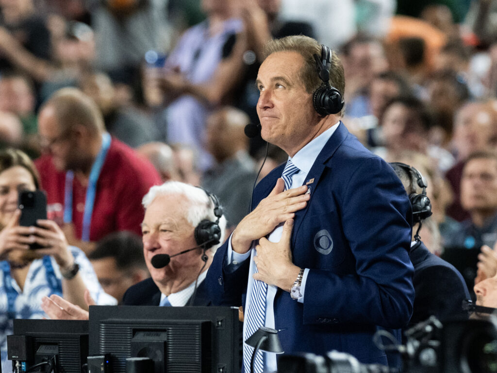 Jim Nantz was touched when the NRG Stadium crowd gave him a standing ovation at the Final Four. Now he's getting a major UH moment. (Photo by F. Carter Smith)