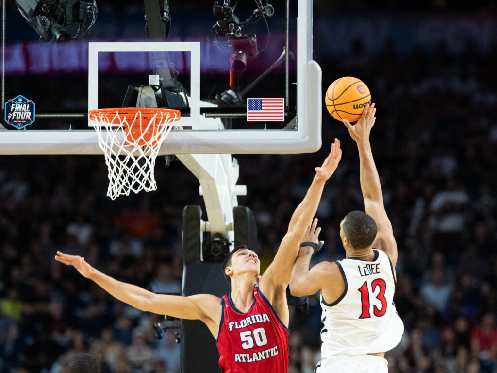 Kinkaid School graduate Jaedon LeDee brings a lot of big man skills to San Diego State at the Final Four. (Photo by F. Carter Smith)