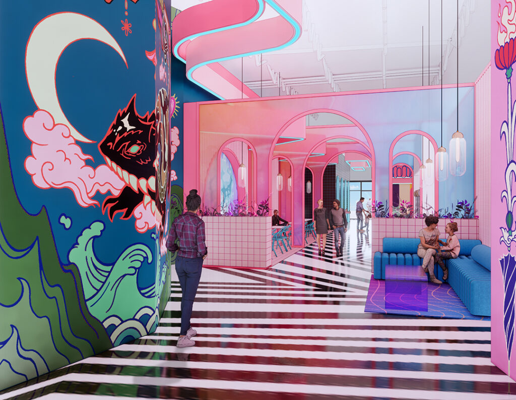 RENDERING_Composite Image of Meow Wolf Grapevine Lobby_Photo Courtesy of Meow Wolf