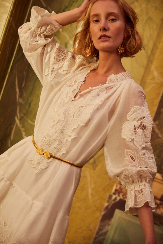 Intricate embroidery adorns the Tamar Dress for the perfect touch of sophistication.