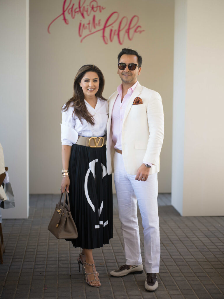 Sneha & Nick Merchant at the 2023 Recipe for Success Fashion in the Fields fundraiser. (Photo by Daniel Ortiz)