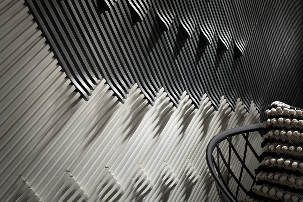 Contrasting bold hues make a statement.