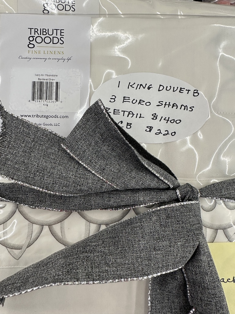 Tribute Goods linens on sale in the Salvation Army Women's Auxiliary Chic Boutique (Photo by Shelby Hodge)