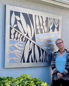 Haney works with metal, which often has industrial connotations, she also draws inspiration from natural and organic influences.