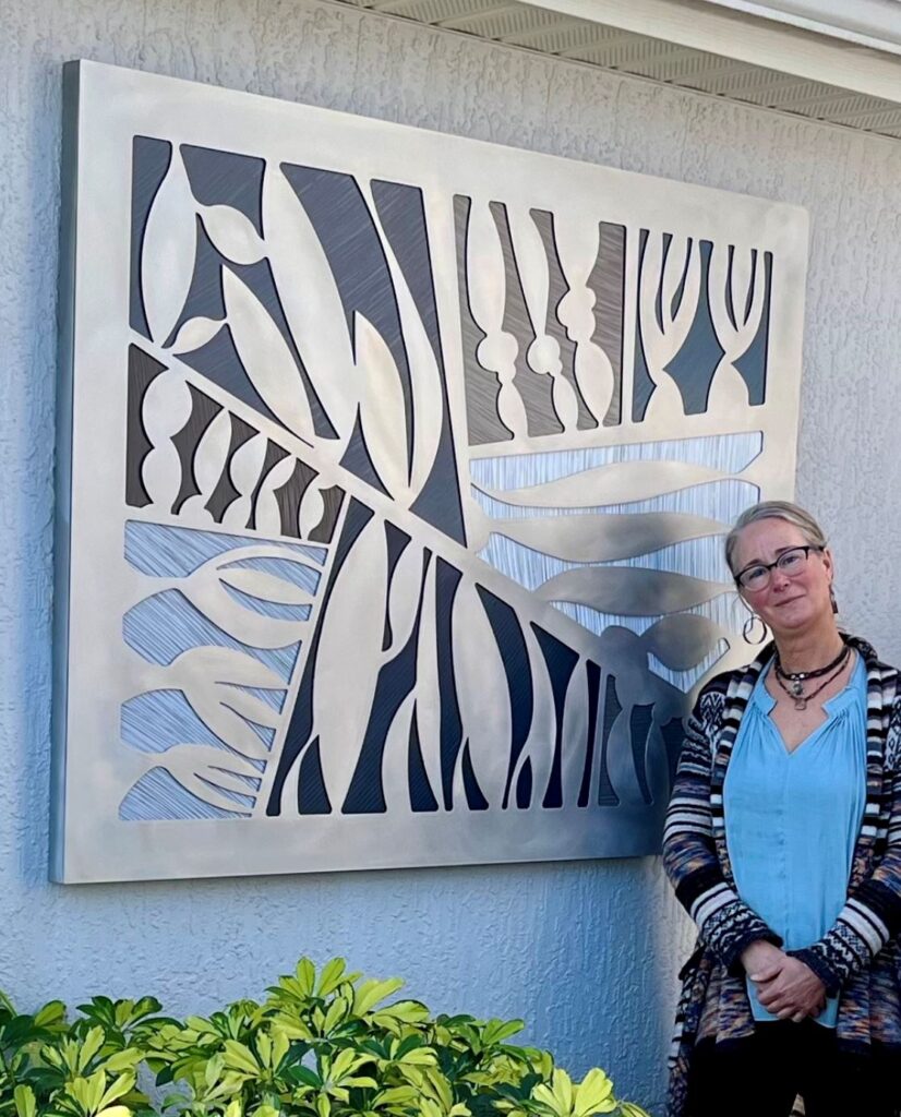 Cherie Haney works with metal, which often has industrial connotations, she also draws inspiration from natural and organic influences.