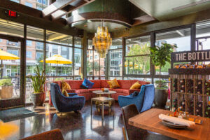 Comfortable lounge seating is perfect for enjoying Postino Woodlands' extensive wine list with friends. (Photo by Jenn Duncan)