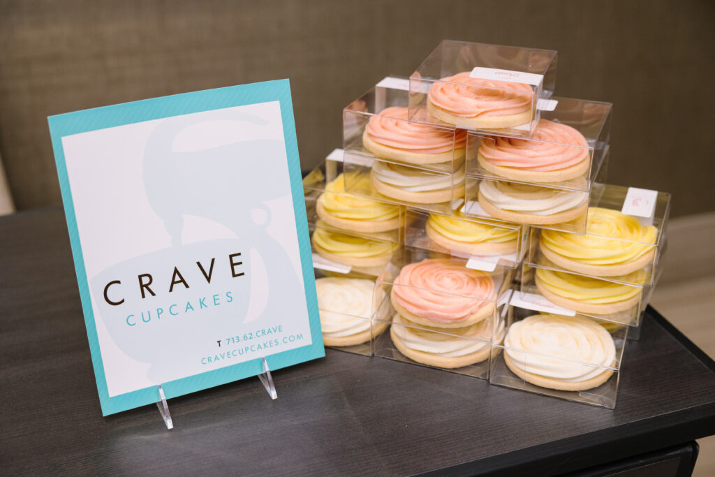 Crave Cupcakes created Buttercream frosted Rosette Spring Sugar cookies for the launch party for PaperCity The Woodlands  (Photo by Johnny Than)