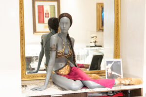 Carrie Fisher’s original costume worn in “Return of the Jedi” is part of the Star Wars exhibit at Valobra.