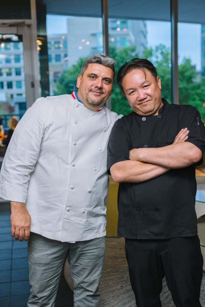 Chef Ricardo, Kris Pham at the launch party for PaperCity The Woodlands (Photo by Johnny Than)