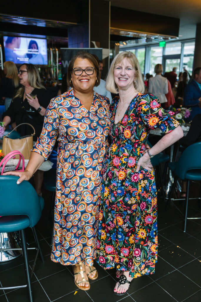 Christine Bergsrud, Laura Landsbaum at the launch party for PaperCity The Woodlands  (Photo by Johnny Than)