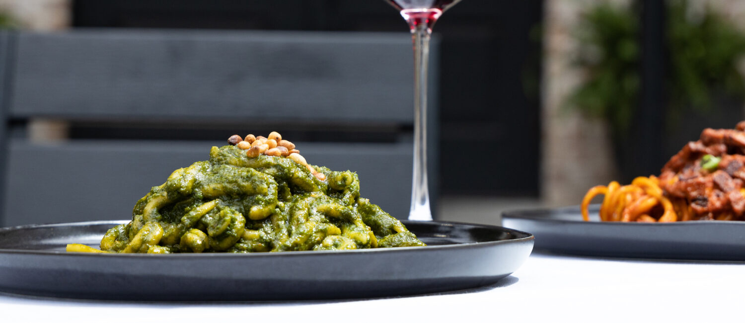 Casarecce pesto created by Italian-born chef Ilas Gugole makes an impression at Dante's River Oaks.. (Photo by Bear Media Co.)