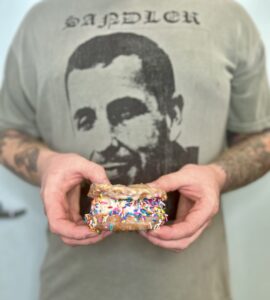 Dreamboat Donuts & Scoops – Behold the donut ice cream sandwich. (Photo by Noah Stephenson)