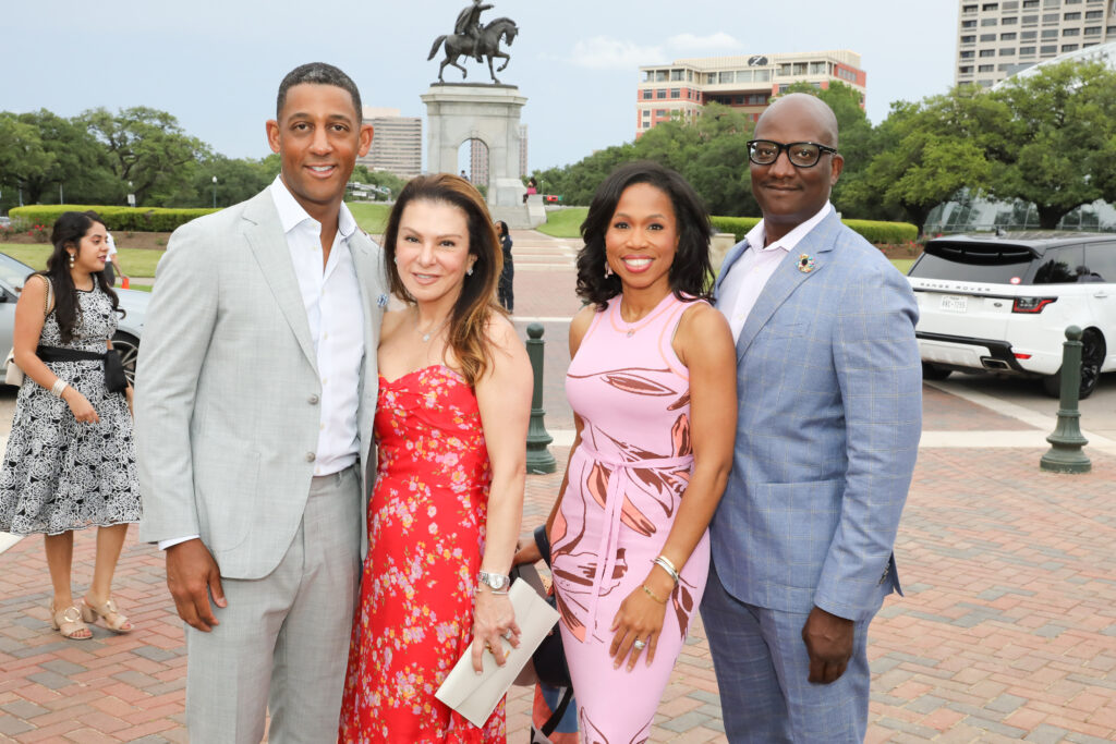 Errol & Sharon McLaughlin, Roslyn Bazzelle Mitchell & Derrick Mitchell at the Hermann Park Conservancy's Evening in the Park. (Photo by Priscilla Dickson)
