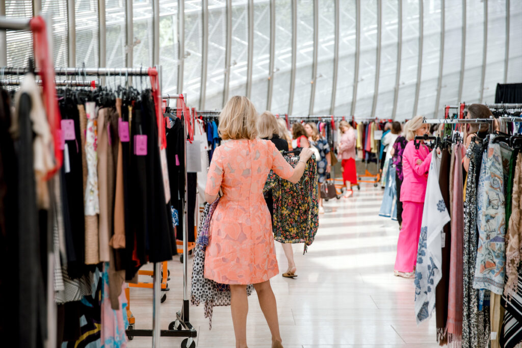 Shopping at the "Chic Boutique." 