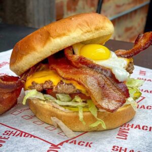 Hamburger – The Dirty Love Burger is still a staple at Love Shack topped with a quail egg.