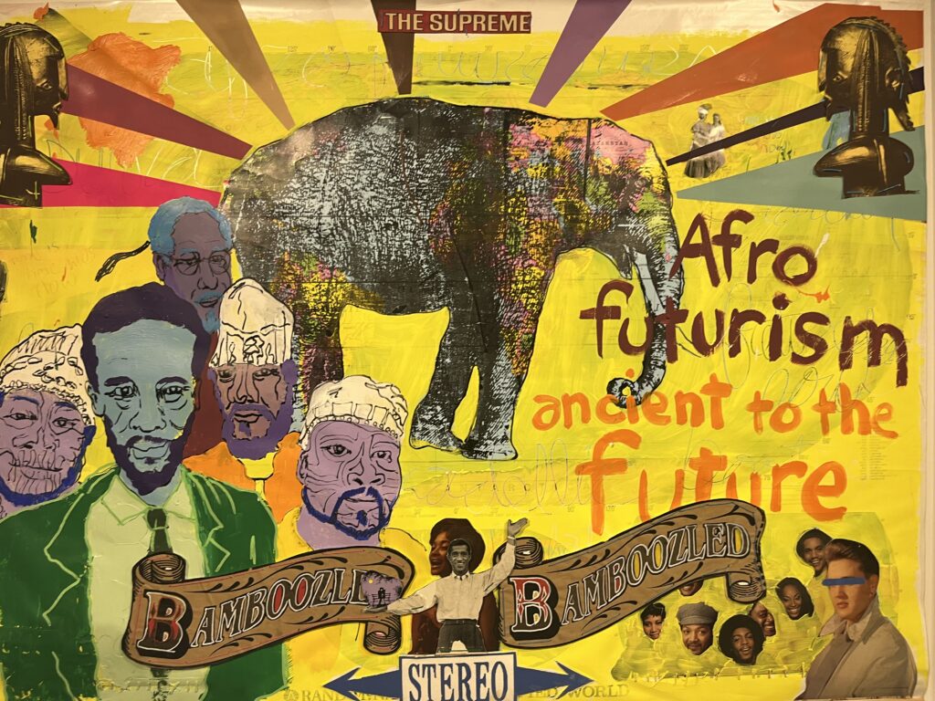 A crucial piece in Hodge+Kerr's "No Kings But Us," "Afro Futurism" is currently on display at the Blaffer Art Museum. (Photo by Alison Medley)