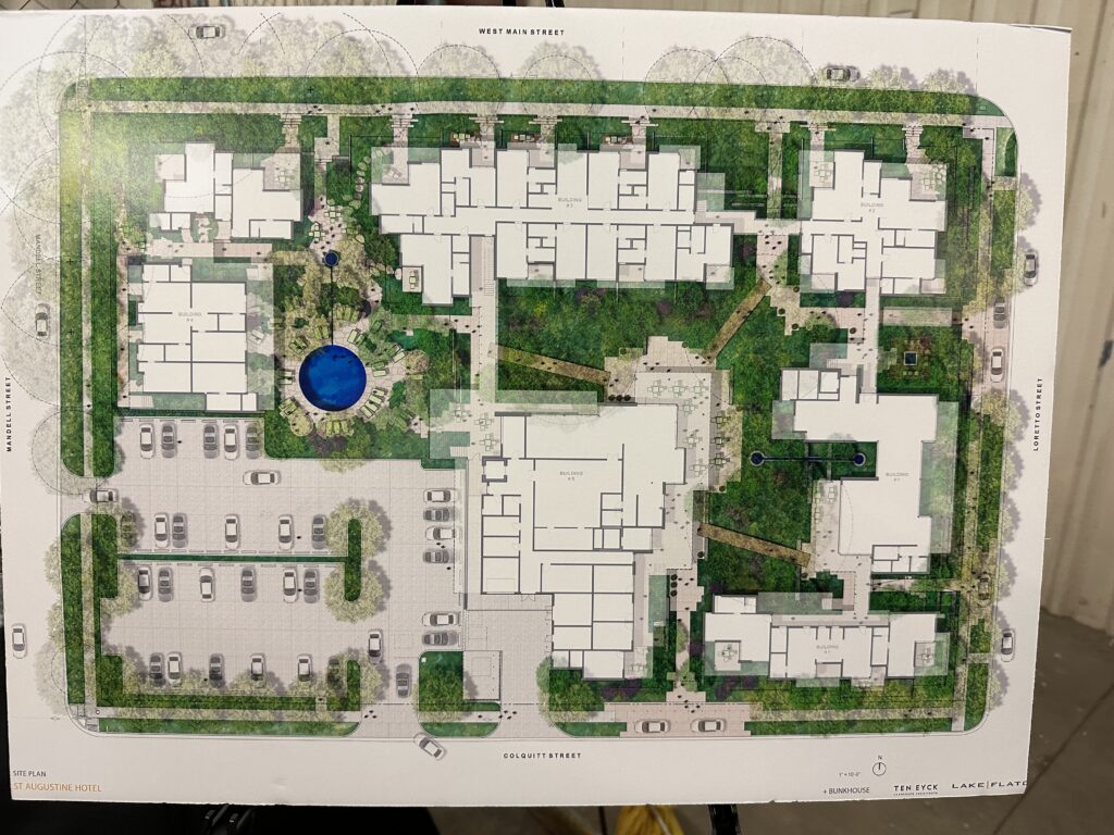 The plan for Hotel Saint Augustine by Bunkhouse Hotels, set to open in the fourth quarter of 2024. 