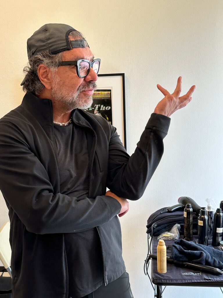 Hair stylist to the starts and social swells Ceron visits with the PaperCity Philanthropy in Fashion Best Dressed honorees.