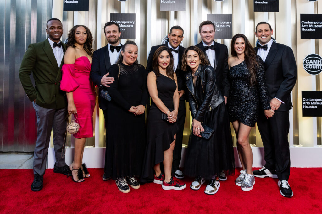 Jon Dutton, Danielle O'Bannon, Fernando & Paula Vizcaino, Angela & Mario Chairez, honorary co-chairs Katherine & Justin Smith, Maria & Jeremy Frank at CAMH Ball (Photo by Emily Jaschke)