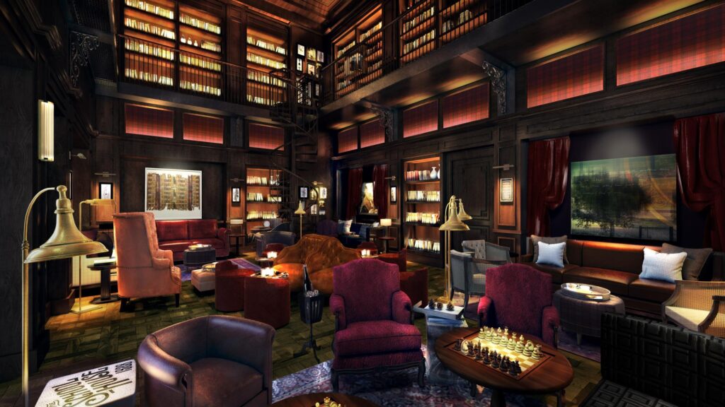 The Library at Babous at Hôtel Swexan will be a cozy underground cocktail lounge.