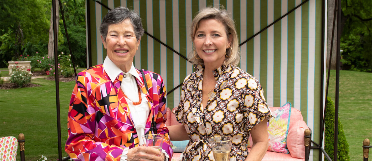 Lyda Hill, Kit Sawers at the klyde warren park presidents circle party 2023. (Photo by Tamytha Cameron)