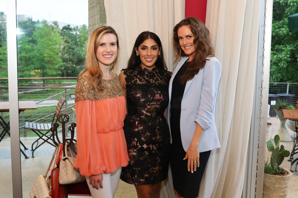 Heather Almond, Zinat Ahmed, Lauren Paine at the PaperCity Philanthropy in Fashion Best Dressed raffle kick-off