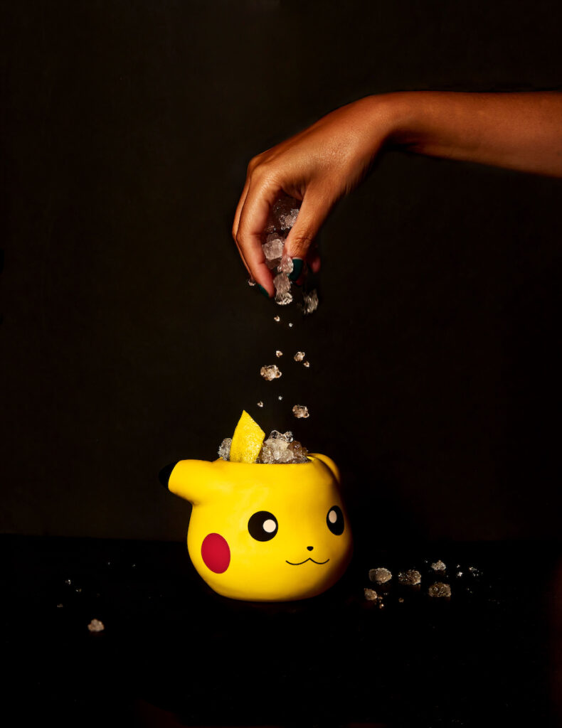 The Pikachu cocktail is made with 818 reposado tequila, yuzu, ginger, wasabi, and honey. (photo by Ashley Estave)   (Photo by Kevin Marple)