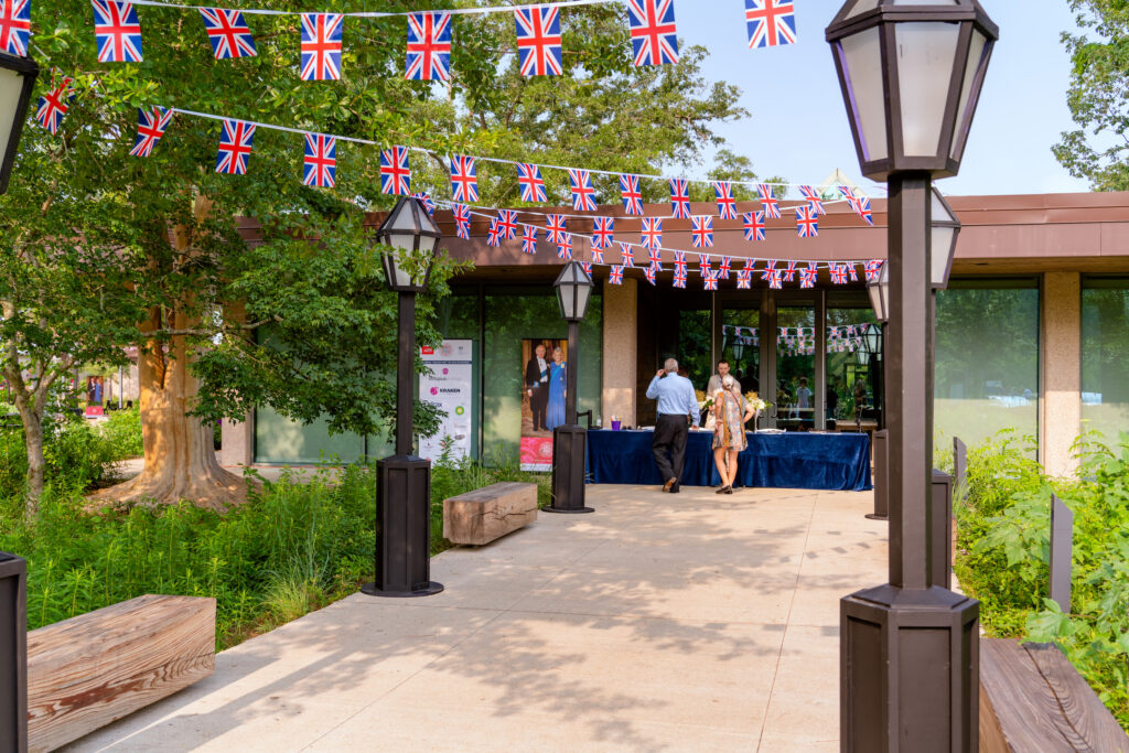 British flags grace the grounds of the Houston Arboretum & Nature Center in celebration of King Charles' coronation. (Photo by  Joffre Camacho, Square Foot Photography)