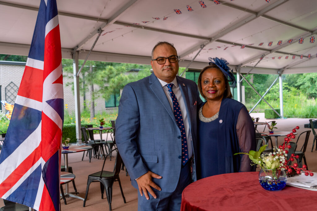 British Consul General Richard Hyde and his wife, Jackie, at the Houston celebration of the Coronation of King Charles, (Photo by  Joffre Camacho, Square Foot Photography)