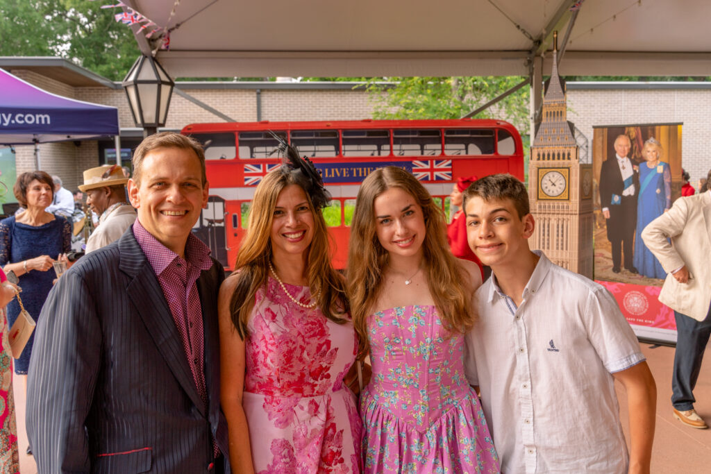 Dean, Stacy, Adriana and Marko Krajinovic attend the invitation-only party celebrating King Charles' coronation. (Photo by  Joffre Camacho, Square Foot Photography)